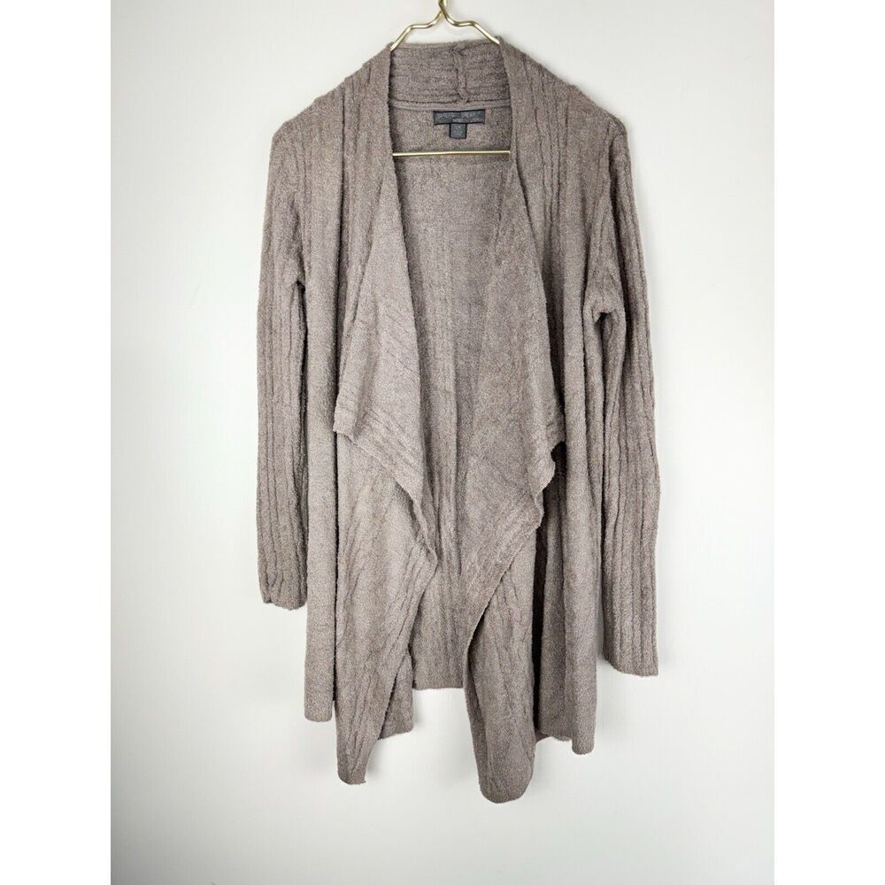 Barefoot Dreams Size S-M Bamboo Chic Lite Open Front Waterfall Cardigan Taupe